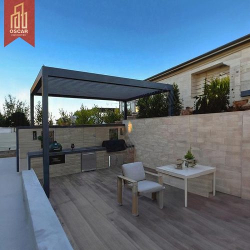 Motorized Fully Retractable Louvre Roof Garden Bioclimatic Shade Structure Outdoor Patio and Backyard Pergola