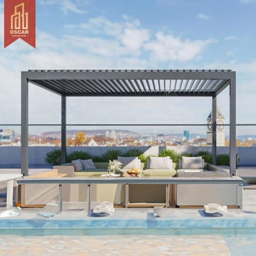 Adjustable Customized Modern Bioclimatic Aluminium Louver Outdoor Garden Pergola Patio Backyard Poolside Pergola