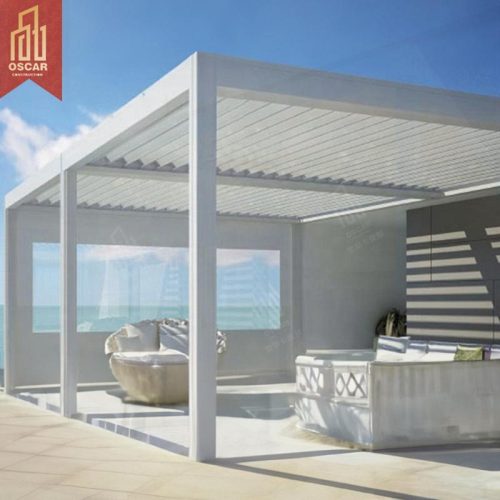 Outdoor Waterproof Uv Blocking Expandable Space Louvered Aluminum Motorized Patio Canopy Garden Backyard Poolside Pergola
