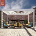 Motorized Fully Retractable Aluminum Louvre Roof Garden Bioclimatic Shade Outdoor Patio Pergola Pergola