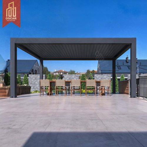 Manual Control & Motorized Electric Retractable Aluminium Louvered Pergola Garden Patio Balcony Multiple Scenarios Pergola