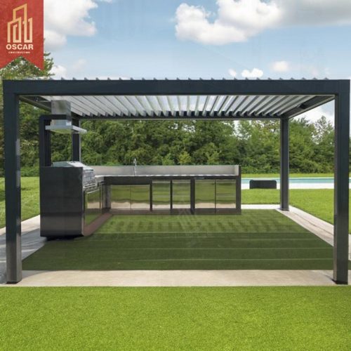 Adjustable Customized Modern Outdoor Bioclimatic Motorized Aluminium Louver Glass Pergola Garden Backyard Patio Pergola