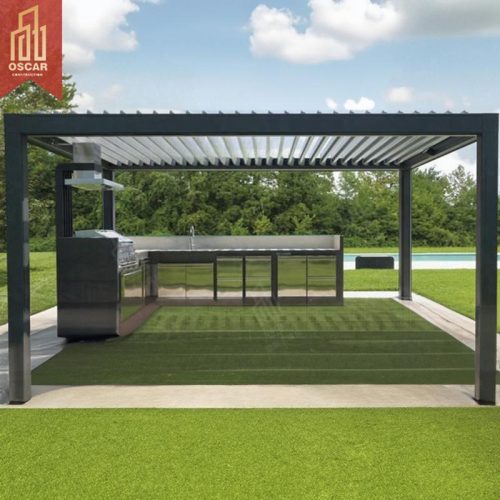 Modern Outdoor Aluminium Waterproof Louver Roof Metal Pergola Garden Patio Terrace Pergola