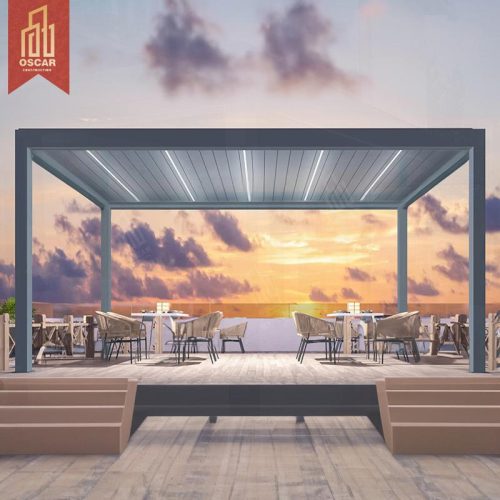 Waterproof Heavy Duty Aluminum Flat Louvre Roof Pergola Terrace with Ce Motor Ideal Outdoor Gardens and Patios Pergola