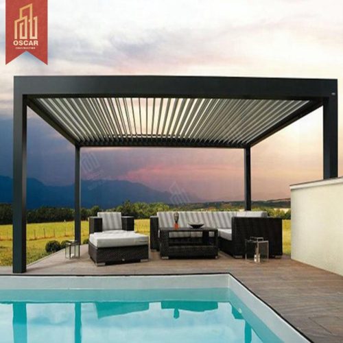 Waterproof Louvered Outdoor Motorized Aluminum Roofing Bioclimatic Solution Garden Patio Balcony Pergola