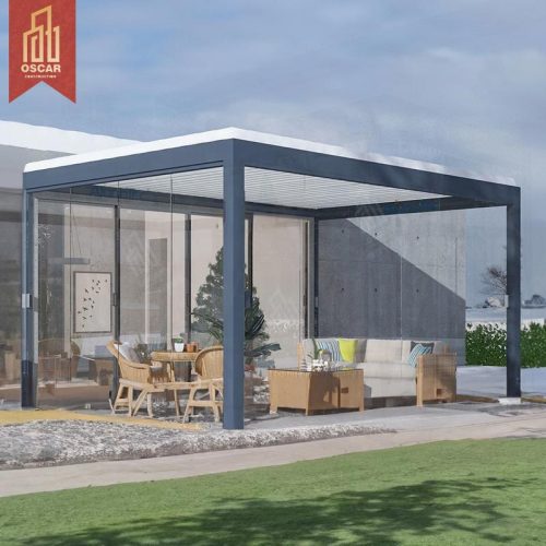 Motorized Aluminum Pergola Louvre Roof Bioclimatic Outdoor Shading Solution Garden Patio Balcony Pergola