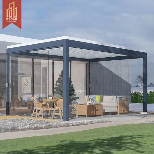 Adjustable Customized Outdoor Modern Bioclimatic Aluminium Louver Glass Pergola Garden Patio Backyard Pergola