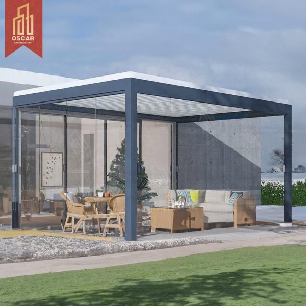 High Quality Motorized Garden Louver Pergola with Waterproof Shelter Patio Backyard Outdoor Pergola
