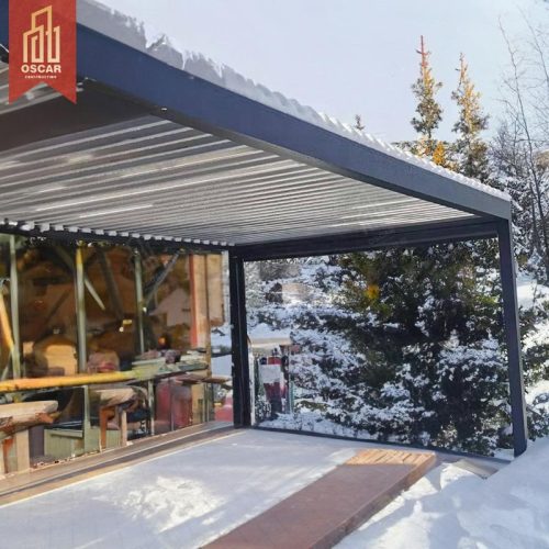 Outdoor Louvered Aluminum Sun Shade Roof with Zip Screen Gardens Patios and Backyards Stylish Functional Pergola Gazebo Pergola