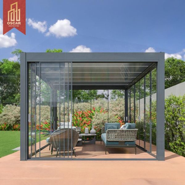 Zed Sustainable 8X8 Louvered Pure Aluminum Garden Gazebo with Waterproof Feature Backyard Patio and Poolside Outdoor Use Pergola