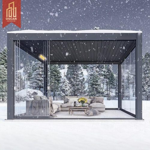 3X3M 3X4M 4X6M Electric Bioclimatic Gazebo with Motorized Roof Cover Garden Patio Backyard Outdoor Shelter Pergola