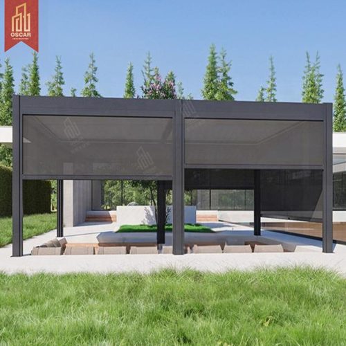 Motorized Solar Louvered Design Covering Modern Pergola Outdoor Gazebo Garden Patio Poolside Pergola