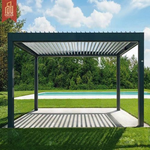 Holesale Oem Outdoor Aluminium Louvered Pergola with Motorized Electric Retractable Waterproof Roof Garden Patio Balcony Pergola
