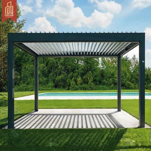 Waterproof and Shading Louvre Roof with Led Lighting Outdoor Patio Garden Pergola Party Barbecue Relaxing Pergola