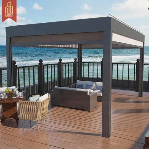 Proof Remote - Controlled Bioclimatic Aluminium Gazebo Pergola with Led Light Garden Patio Poolside 3X3 3X4 4X3 4X6 Size Pergola