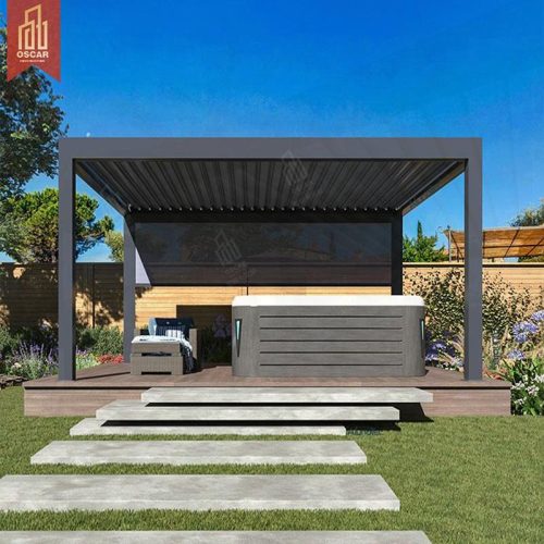 Ee Standing Waterproof Motorized Ultraviolet - Proof Louver Pergola with Custom Bioclimatic Design Garden Patio Backyard Pergola