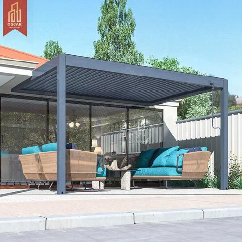 G Waterproof Motorized Ultraviolet - Proof Aluminium Louver Pergola with Custom Bioclimatic Design Garden Patio Backyard Pergola
