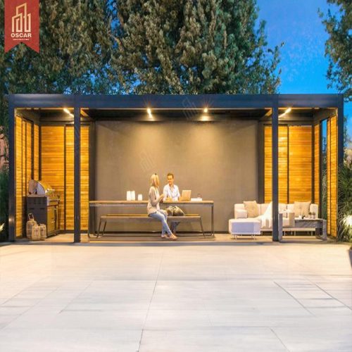 Outdoor Motorized Aluminum Sunshade Shelter Garden Patio Backyard Provides Shading Ventilation Pergola