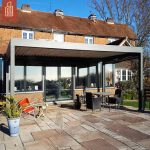 156Feet Louvered Waterproof Pergola Patio Cover Garden Backyard Outdoor with Adjustable Shading and Ventilation Function Pergola