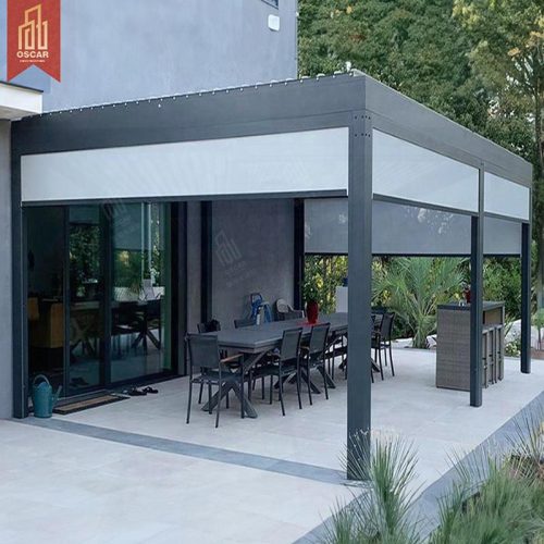 E Shade Waterproof Motorized Aluminum Louvered Pergola Gardens Patios Backyards with Adjustable Function Creative Design Pergola