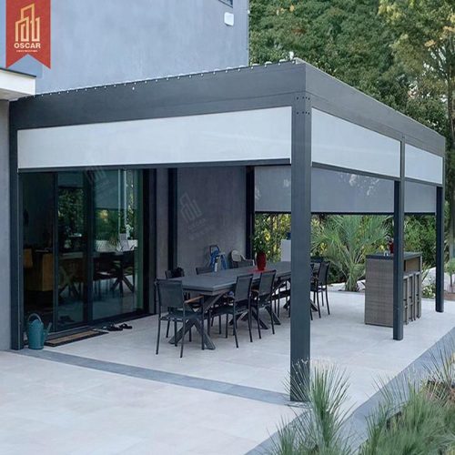 2021 Exporting Durable Motorized Sun Shade Kits Modern House Outdoor Patio Alfresco Use Pergola