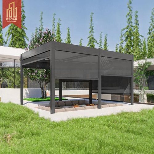Waterproof & Opening Function Aluminium Bioclimatic Louvered Gazebo Pergola Ideal European Gardens Patios and Backyards Pergola