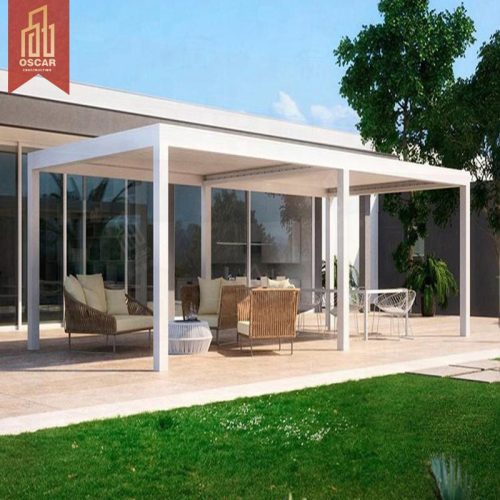 Modern Design Bioclimatic Waterproof Electric Outdoor Aluminium Awning Louvre Roof Garden Patio Terrace Outdoor Solution Pergola