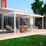 หลังคาเพิงโกลากันน้ำแบบมีช่องระบายอากาศขนาด 12X156 ฟุต พร้อมบังแดดที่ปรับได้สำหรับเฉลียงกลางแจ้งและระเบียง