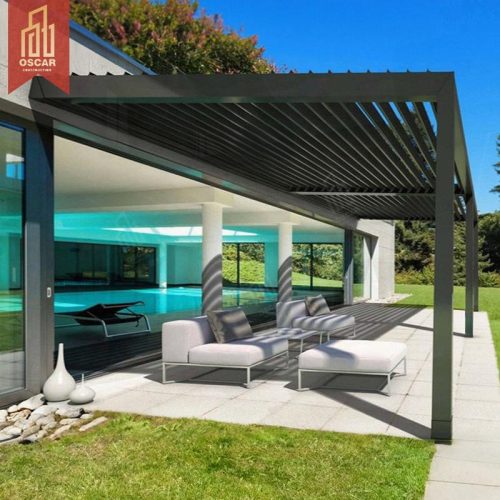 Outdoor Motorized Aluminum Sunshade Shelter Garden Patio Backyard Provides Shading Ventilation Pergola