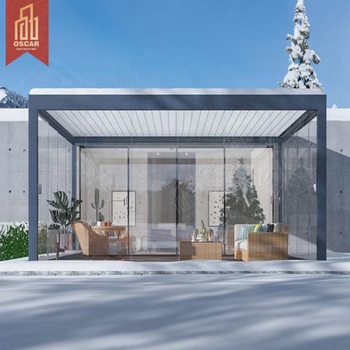 Customizable Motorised Bioclimatic Aluminum Patio Covers Backyard Outdoor Kitchen and Patio Pergola