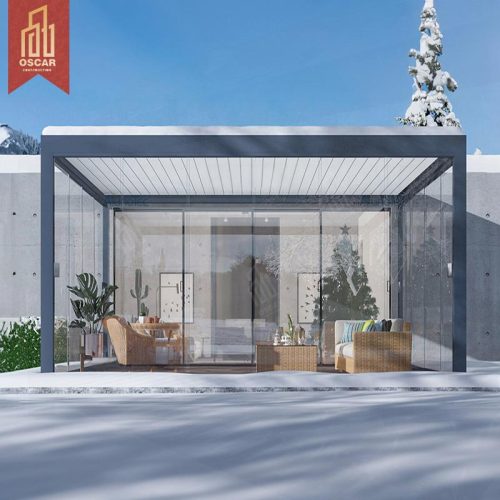 Customized Remote - Controlled Louver Systems Electric Pergola Gazebo in Balcony Roof Outdoor Patio Garden Pergola