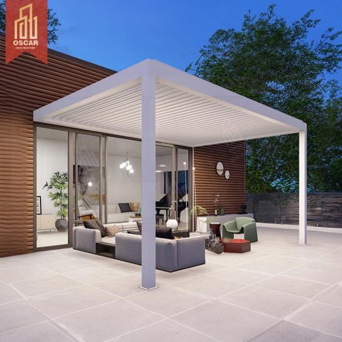 Motorised Louvred Aluminum Bioclimatic Shade Luxury Outdoor Gazebo Rain & Snow Resistant Terrace Garden Patio Pergola