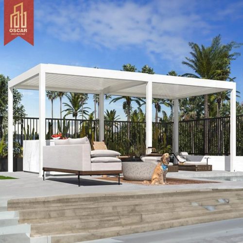 Motorized Operation Customized Size Aluminum Alloy 4X6 Square White Garden Patio Backyard Outdoor Pergola Pergola
