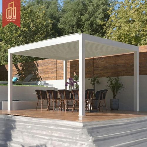 Motorized Operation Customized Size Aluminum Alloy 4X6 Square White Patio Pergola Garden Backyard Outdoor Pergola