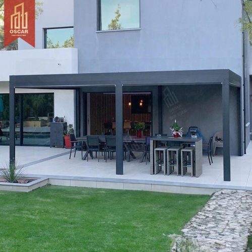 Outdoor Motorized Aluminium Shade Electric Waterproof Louvered Roof Pavilion Garden Bioclimatic Use Pergola