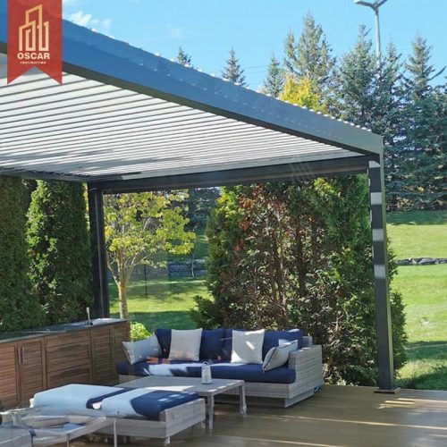 Motorised Outdoor Aluminum Gazebo Modern Louvre Roof Bioclimatic Pergola Sunshade Ideal Garden Patio Beach Pergola