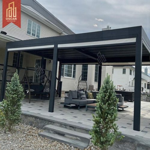 Modern Bioclimatic Waterproof Outdoor Aluminum Electric Awning Cover Louver Roof Gazebo Garden Patio Balcony Pergola