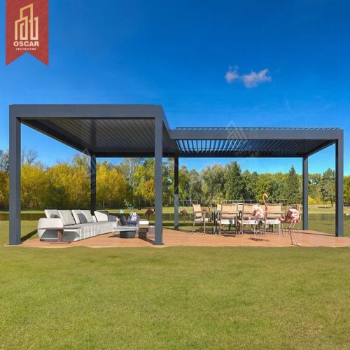Outdoor Motorized Aluminum Sunshade Shelter Garden Patio Backyard with Auto - Open Close Function Smart Design Pergola