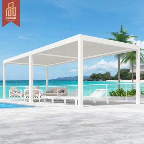 install Open 24'X12' Aluminum Pergolas Gazebos Modern Louvered Garden Patio Backyard Pergola