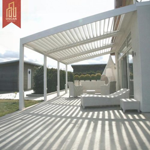 Motorized Fully Retractable Aluminum Louvre Roof Bioclimatic Pergola Garden Patio Backyard Outdoor Pergola