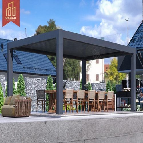 Gazebo per esterni in alluminio con tetto rigido impermeabile e pergola di lusso per patio e giardino