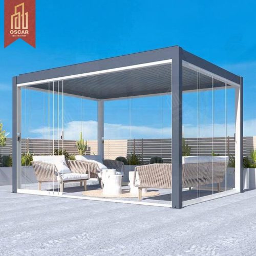 Outdoor Waterproof Modern Patio Opening Roof Garden Aluminium Gazebo Customized Pergola Backyard Lawn Poolside Pergola