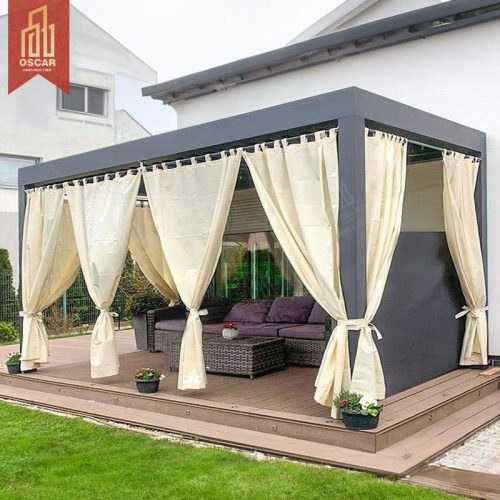 Motorized Open - Close Louvered Bioclimatic Outdoor Aluminium Structure with Led or Side Screen Garden Patio Balcony Pergola