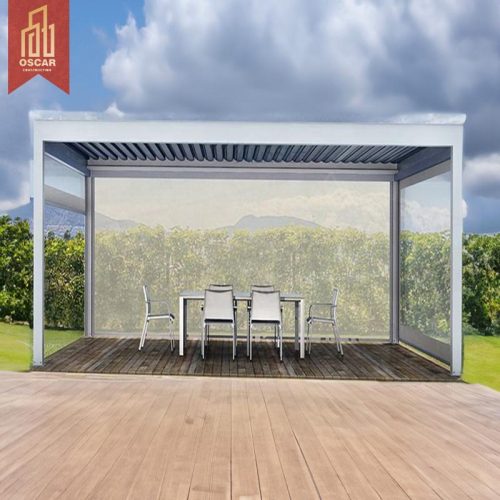 Aluminium Bioclimatic Pergola Elegant Design Spacious Gazebo with Led Light Garden Patio Backyard Pergola