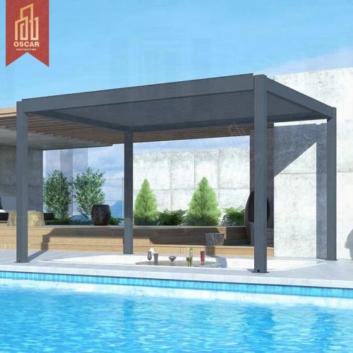 Aluminium Bioclimatic Pergola Elegant Spacious Gazebo with Led Light Garden Patio Backyard Pergola