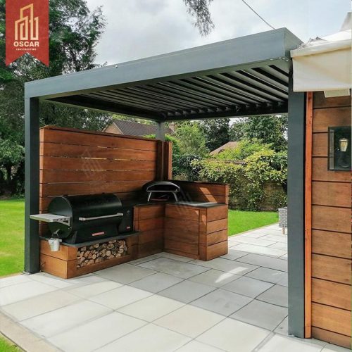Waterproof Hardtop Aluminium Outdoor Louvered Gazebo Patio Garden and Outdoor Relaxing Pergola