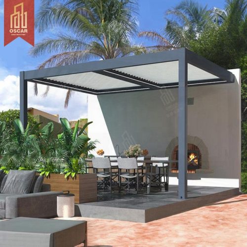 Able Outdoor Aluminium Pergola with Smart Opening Metal Louver Roof Waterproof Windproof Garden Patio Balcony Sun Shades Pergola
