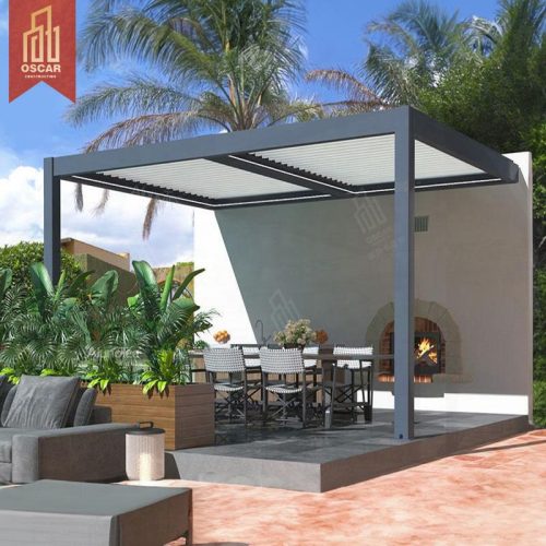 Waterproof Remote - Controlled Aluminium Pergola with Led Light Patio Garden Backyard Bioclimatic Structure Pergola