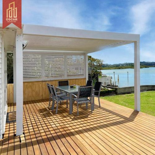 Motorized Louvered Aluminum Hardtop Modern Waterproof Outdoor Pergola Ideal Patio Garden Poolside Pergola
