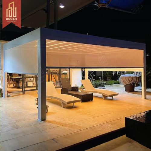 Roof Heavy - Duty Aluminum Pergola with Flat Louvre Roof Terrace Motor - Operated Suitable Backyard Patio Ce - Certified Pergola